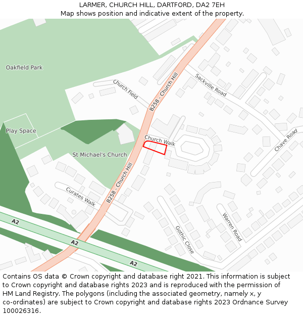 LARMER, CHURCH HILL, DARTFORD, DA2 7EH: Location map and indicative extent of plot