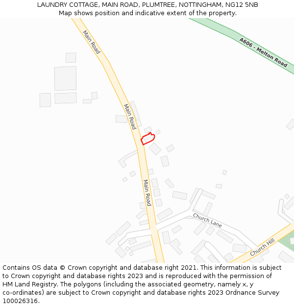 LAUNDRY COTTAGE, MAIN ROAD, PLUMTREE, NOTTINGHAM, NG12 5NB: Location map and indicative extent of plot