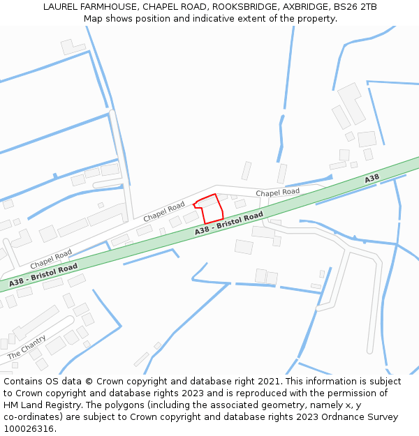 LAUREL FARMHOUSE, CHAPEL ROAD, ROOKSBRIDGE, AXBRIDGE, BS26 2TB: Location map and indicative extent of plot