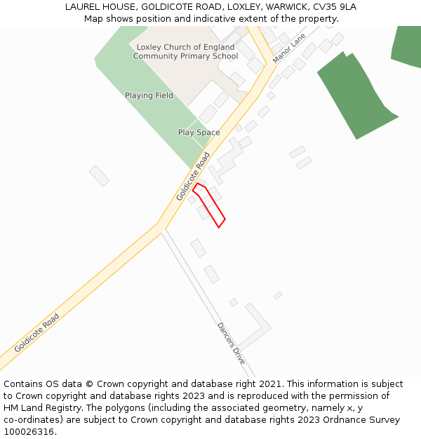 LAUREL HOUSE, GOLDICOTE ROAD, LOXLEY, WARWICK, CV35 9LA: Location map and indicative extent of plot