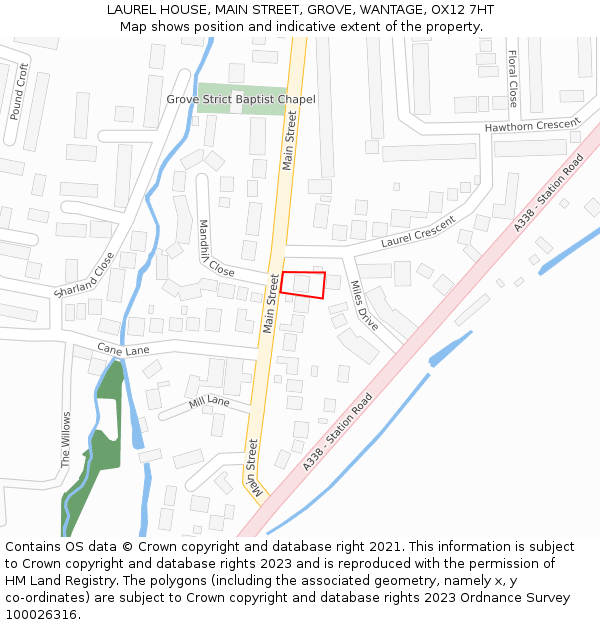 LAUREL HOUSE, MAIN STREET, GROVE, WANTAGE, OX12 7HT: Location map and indicative extent of plot