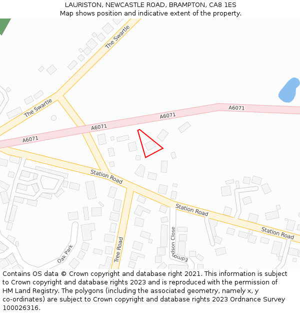 LAURISTON, NEWCASTLE ROAD, BRAMPTON, CA8 1ES: Location map and indicative extent of plot