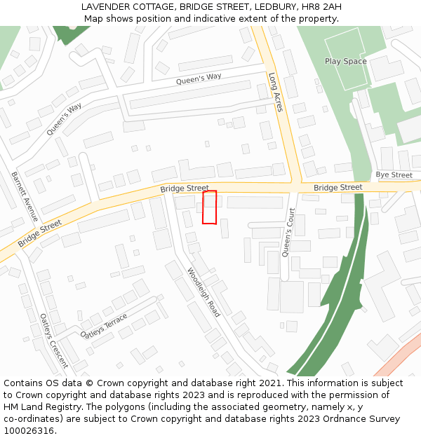 LAVENDER COTTAGE, BRIDGE STREET, LEDBURY, HR8 2AH: Location map and indicative extent of plot