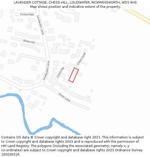 LAVENDER COTTAGE, CHESS HILL, LOUDWATER, RICKMANSWORTH, WD3 4HS: Location map and indicative extent of plot