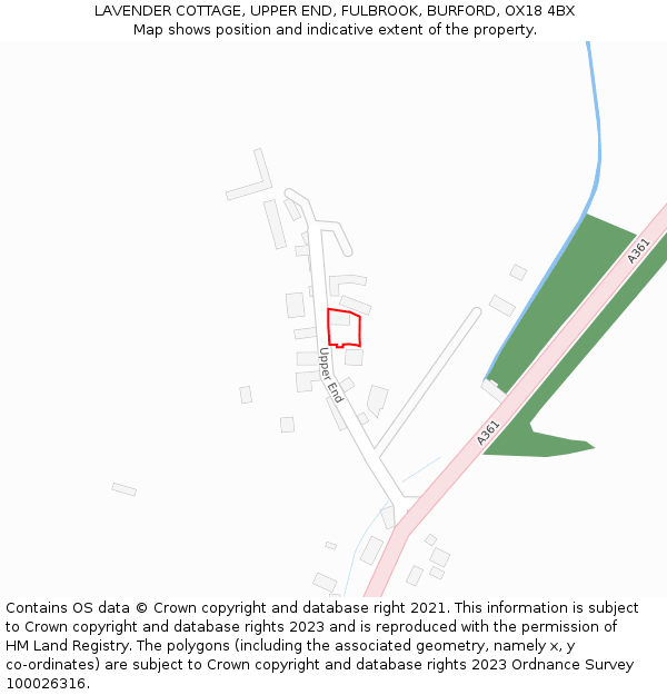 LAVENDER COTTAGE, UPPER END, FULBROOK, BURFORD, OX18 4BX: Location map and indicative extent of plot