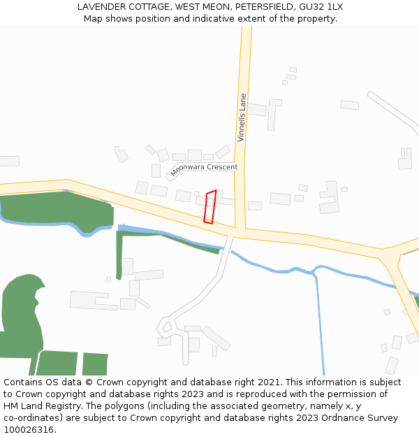 LAVENDER COTTAGE, WEST MEON, PETERSFIELD, GU32 1LX: Location map and indicative extent of plot