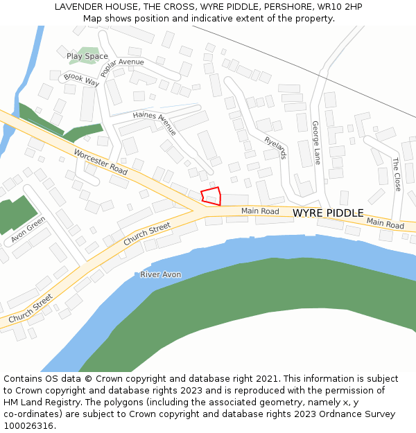 LAVENDER HOUSE, THE CROSS, WYRE PIDDLE, PERSHORE, WR10 2HP: Location map and indicative extent of plot