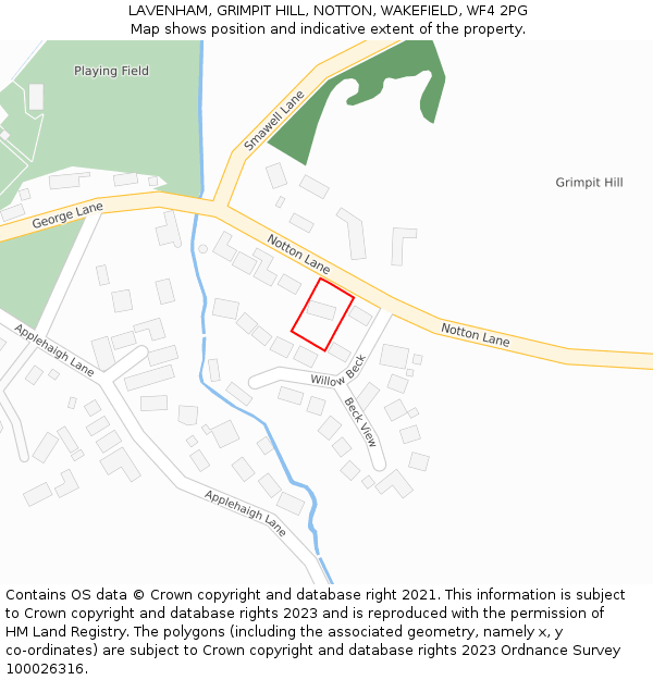 LAVENHAM, GRIMPIT HILL, NOTTON, WAKEFIELD, WF4 2PG: Location map and indicative extent of plot