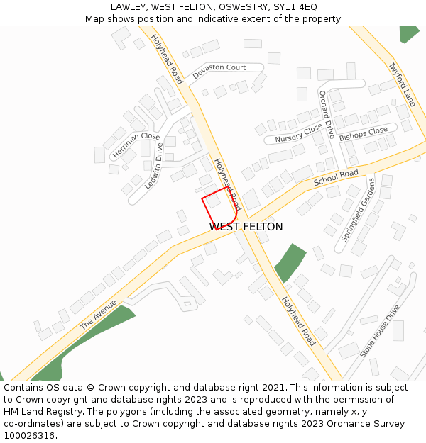 LAWLEY, WEST FELTON, OSWESTRY, SY11 4EQ: Location map and indicative extent of plot