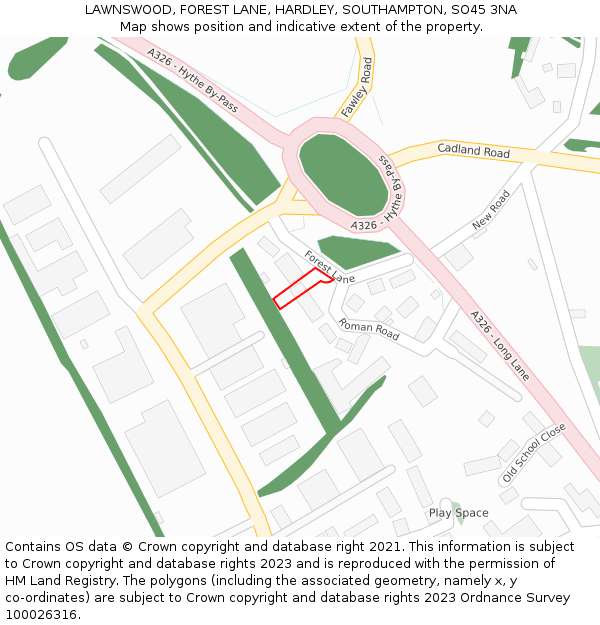 LAWNSWOOD, FOREST LANE, HARDLEY, SOUTHAMPTON, SO45 3NA: Location map and indicative extent of plot