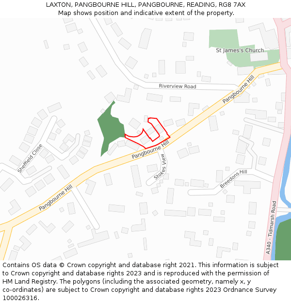 LAXTON, PANGBOURNE HILL, PANGBOURNE, READING, RG8 7AX: Location map and indicative extent of plot