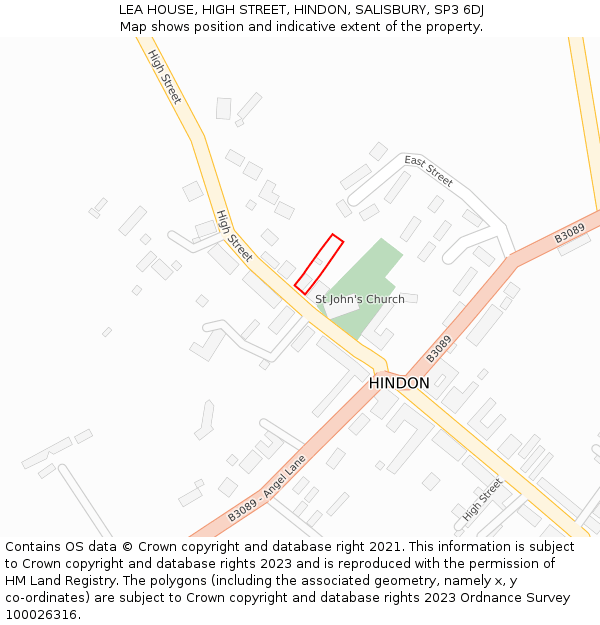 LEA HOUSE, HIGH STREET, HINDON, SALISBURY, SP3 6DJ: Location map and indicative extent of plot