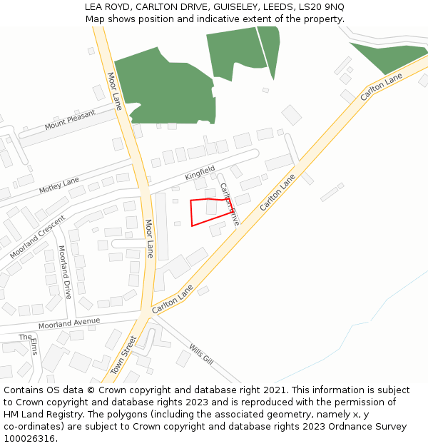 LEA ROYD, CARLTON DRIVE, GUISELEY, LEEDS, LS20 9NQ: Location map and indicative extent of plot