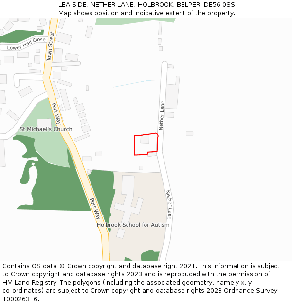 LEA SIDE, NETHER LANE, HOLBROOK, BELPER, DE56 0SS: Location map and indicative extent of plot