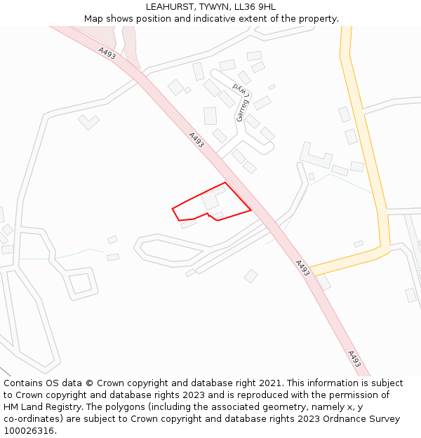 LEAHURST, TYWYN, LL36 9HL: Location map and indicative extent of plot