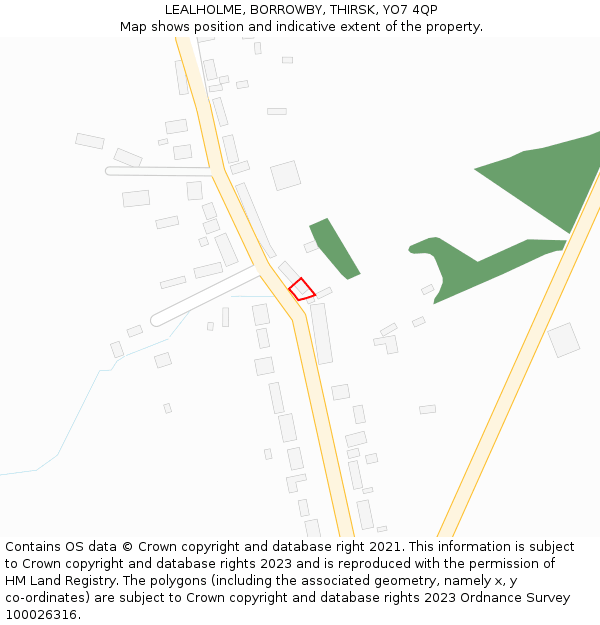 LEALHOLME, BORROWBY, THIRSK, YO7 4QP: Location map and indicative extent of plot