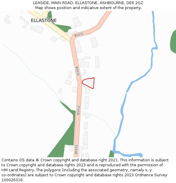 LEASIDE, MAIN ROAD, ELLASTONE, ASHBOURNE, DE6 2GZ: Location map and indicative extent of plot