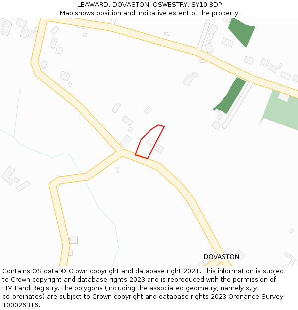 LEAWARD, DOVASTON, OSWESTRY, SY10 8DP: Location map and indicative extent of plot