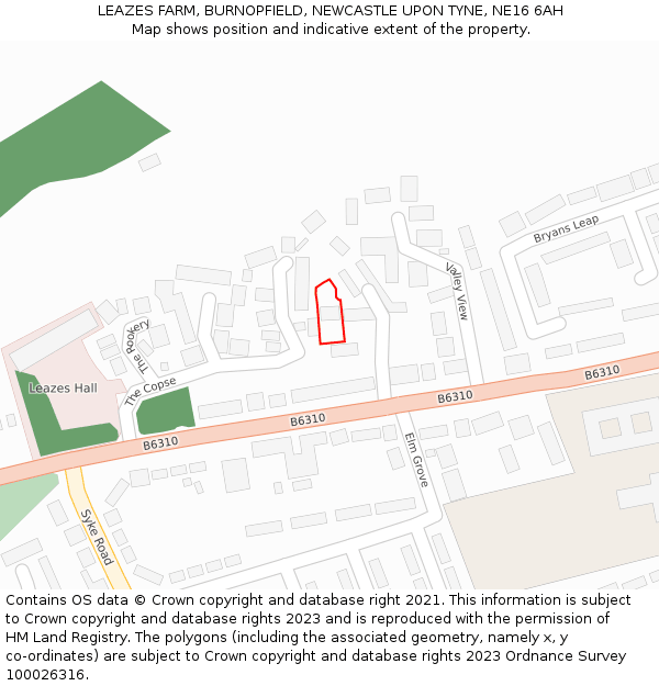 LEAZES FARM, BURNOPFIELD, NEWCASTLE UPON TYNE, NE16 6AH: Location map and indicative extent of plot