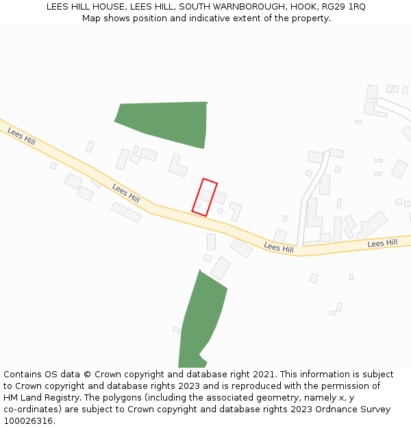 LEES HILL HOUSE, LEES HILL, SOUTH WARNBOROUGH, HOOK, RG29 1RQ: Location map and indicative extent of plot