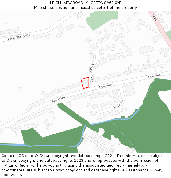 LEIGH, NEW ROAD, KILGETTY, SA68 0YE: Location map and indicative extent of plot