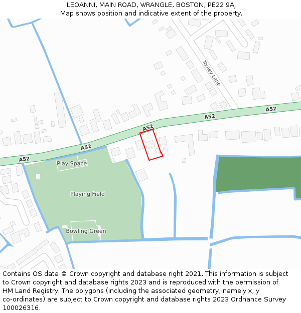 LEOANNI, MAIN ROAD, WRANGLE, BOSTON, PE22 9AJ: Location map and indicative extent of plot