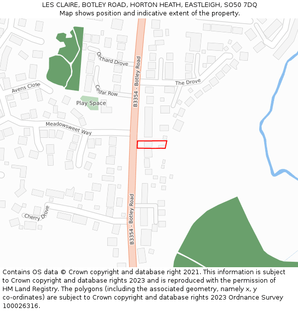 LES CLAIRE, BOTLEY ROAD, HORTON HEATH, EASTLEIGH, SO50 7DQ: Location map and indicative extent of plot