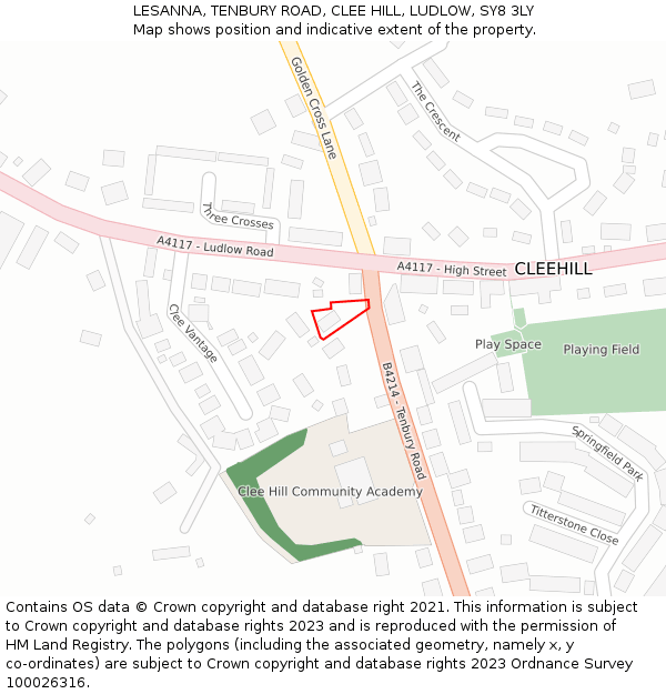 LESANNA, TENBURY ROAD, CLEE HILL, LUDLOW, SY8 3LY: Location map and indicative extent of plot