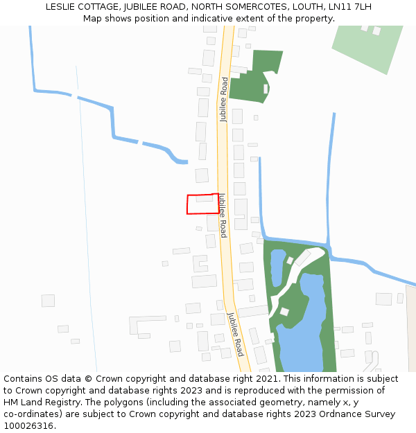 LESLIE COTTAGE, JUBILEE ROAD, NORTH SOMERCOTES, LOUTH, LN11 7LH: Location map and indicative extent of plot