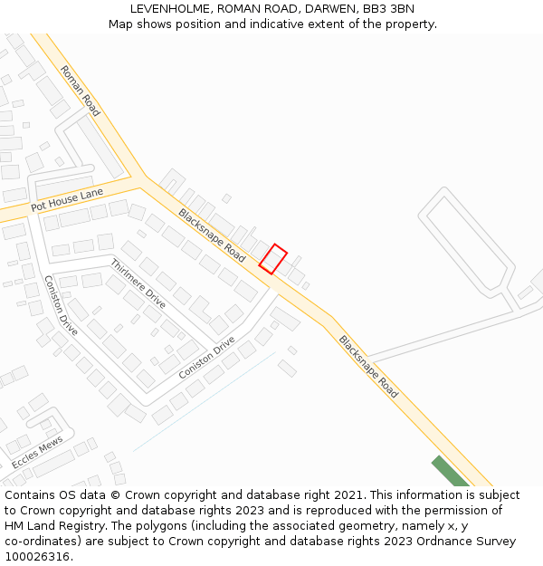 LEVENHOLME, ROMAN ROAD, DARWEN, BB3 3BN: Location map and indicative extent of plot