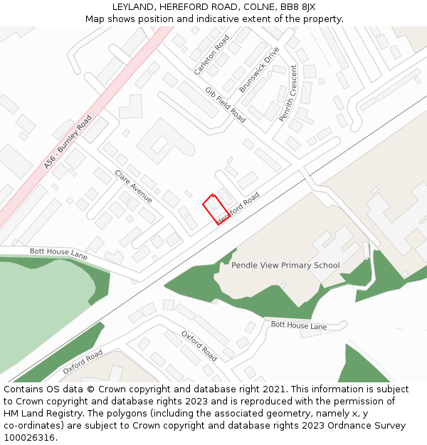 LEYLAND, HEREFORD ROAD, COLNE, BB8 8JX: Location map and indicative extent of plot