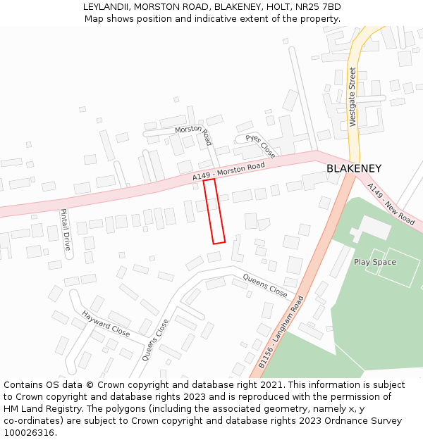 LEYLANDII, MORSTON ROAD, BLAKENEY, HOLT, NR25 7BD: Location map and indicative extent of plot