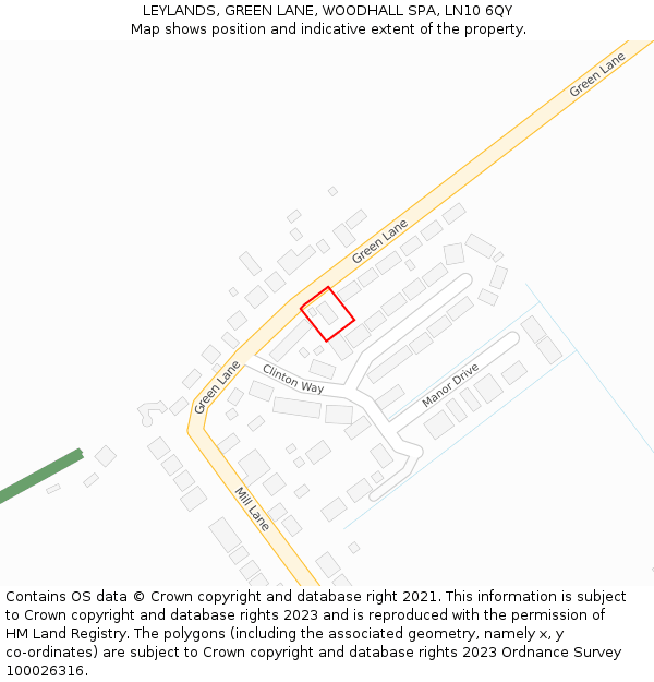 LEYLANDS, GREEN LANE, WOODHALL SPA, LN10 6QY: Location map and indicative extent of plot