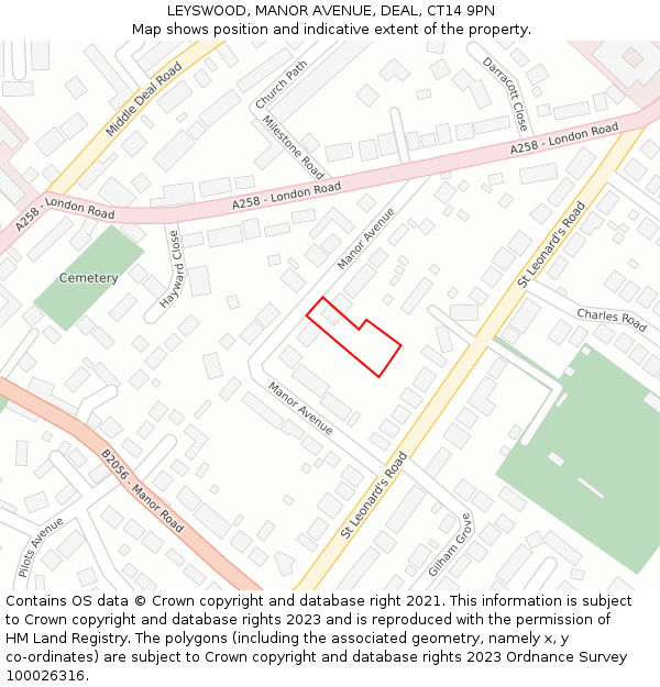 LEYSWOOD, MANOR AVENUE, DEAL, CT14 9PN: Location map and indicative extent of plot