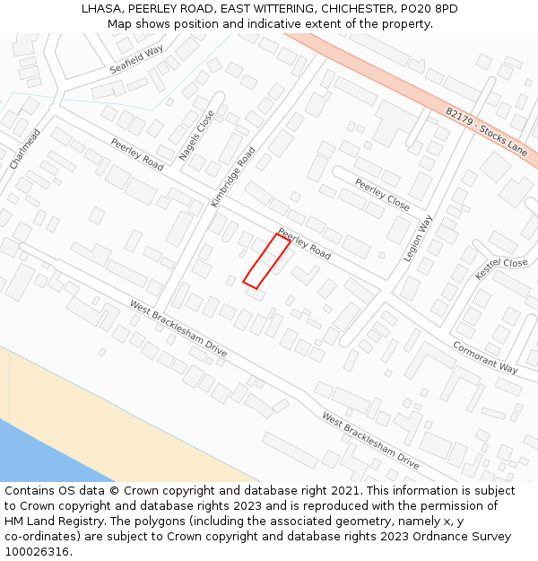 LHASA, PEERLEY ROAD, EAST WITTERING, CHICHESTER, PO20 8PD: Location map and indicative extent of plot