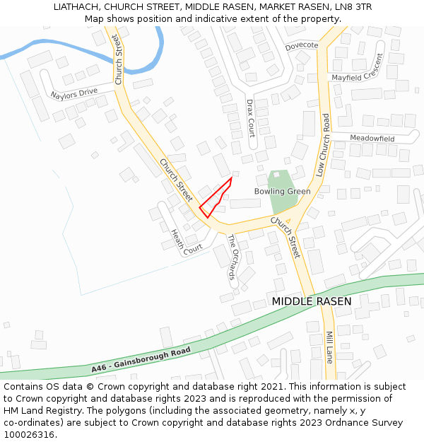 LIATHACH, CHURCH STREET, MIDDLE RASEN, MARKET RASEN, LN8 3TR: Location map and indicative extent of plot