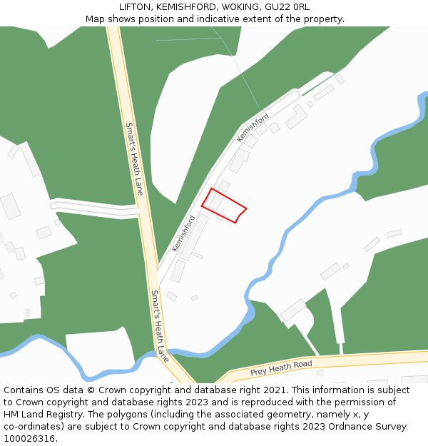 LIFTON, KEMISHFORD, WOKING, GU22 0RL: Location map and indicative extent of plot