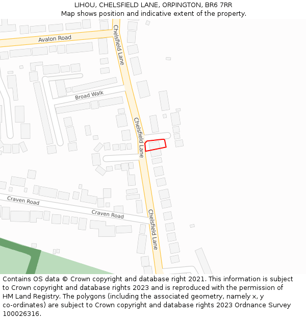 LIHOU, CHELSFIELD LANE, ORPINGTON, BR6 7RR: Location map and indicative extent of plot