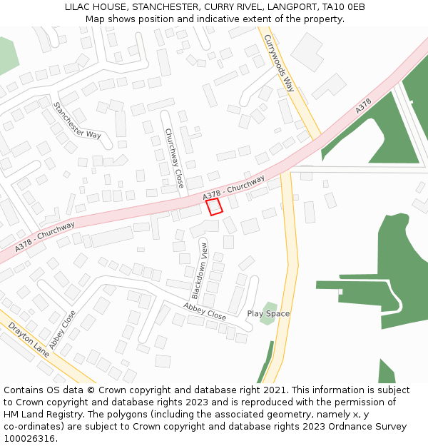 LILAC HOUSE, STANCHESTER, CURRY RIVEL, LANGPORT, TA10 0EB: Location map and indicative extent of plot