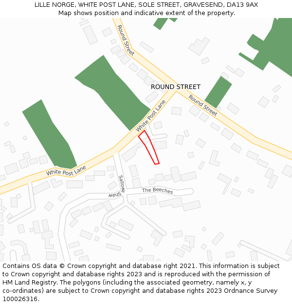 LILLE NORGE, WHITE POST LANE, SOLE STREET, GRAVESEND, DA13 9AX: Location map and indicative extent of plot