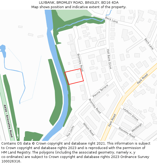 LILYBANK, BROMLEY ROAD, BINGLEY, BD16 4DA: Location map and indicative extent of plot