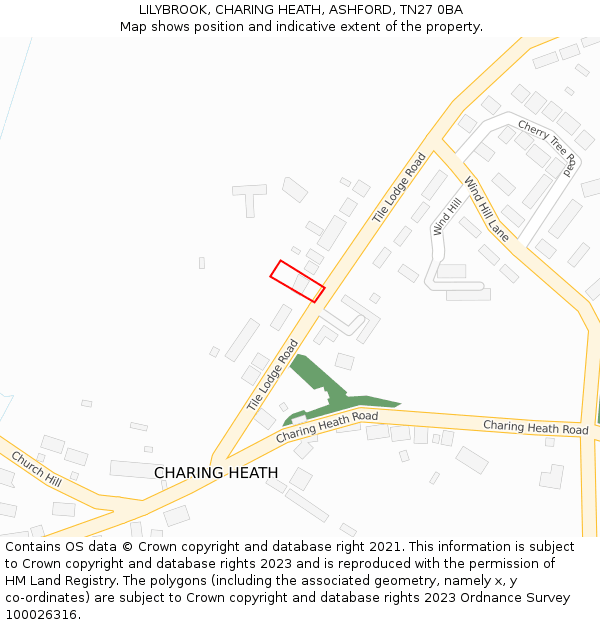 LILYBROOK, CHARING HEATH, ASHFORD, TN27 0BA: Location map and indicative extent of plot