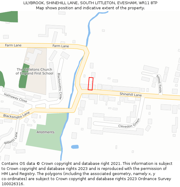 LILYBROOK, SHINEHILL LANE, SOUTH LITTLETON, EVESHAM, WR11 8TP: Location map and indicative extent of plot