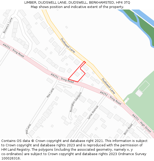 LIMBER, DUDSWELL LANE, DUDSWELL, BERKHAMSTED, HP4 3TQ: Location map and indicative extent of plot