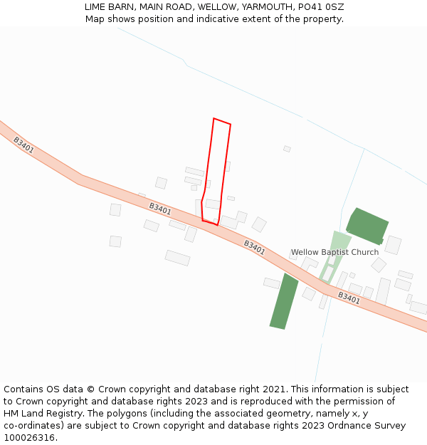 LIME BARN, MAIN ROAD, WELLOW, YARMOUTH, PO41 0SZ: Location map and indicative extent of plot