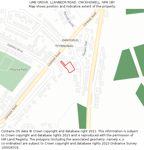 LIME GROVE, LLANBEDR ROAD, CRICKHOWELL, NP8 1BY: Location map and indicative extent of plot