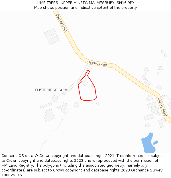 LIME TREES, UPPER MINETY, MALMESBURY, SN16 9PY: Location map and indicative extent of plot