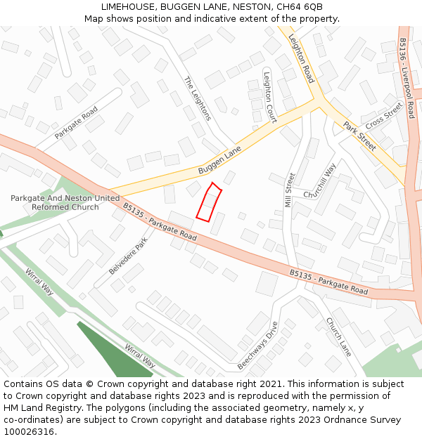 LIMEHOUSE, BUGGEN LANE, NESTON, CH64 6QB: Location map and indicative extent of plot