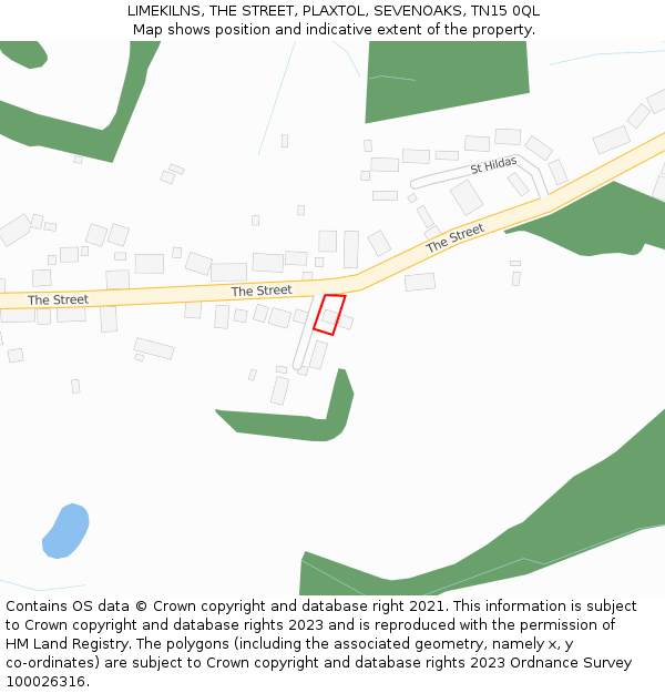 LIMEKILNS, THE STREET, PLAXTOL, SEVENOAKS, TN15 0QL: Location map and indicative extent of plot