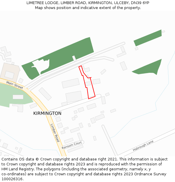 LIMETREE LODGE, LIMBER ROAD, KIRMINGTON, ULCEBY, DN39 6YP: Location map and indicative extent of plot
